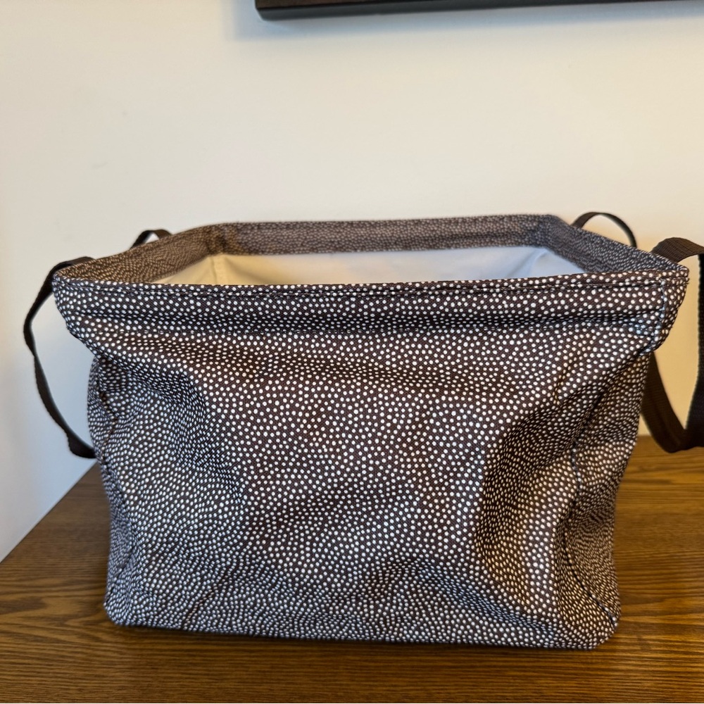 Thirty-One Small Utility Tote - Brown Pin Dot - EUC